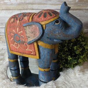 Colorful Carved Elephant Figurine